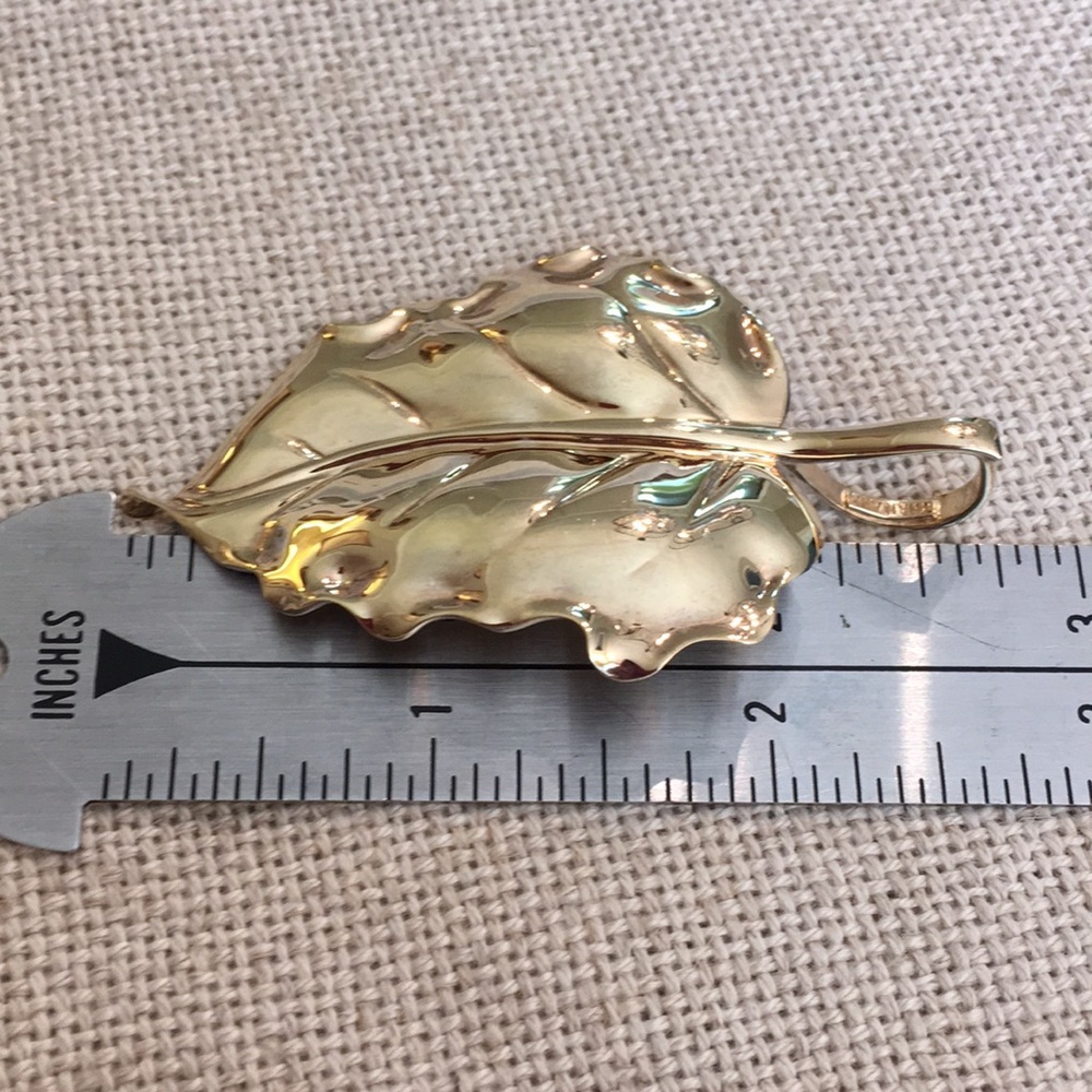Gold Plated Solid Sterling Silver Leaf Pendant - image 3